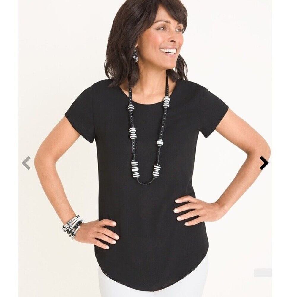 Chico's Reversible Top Solid Black Or Dot Elephan… - image 3